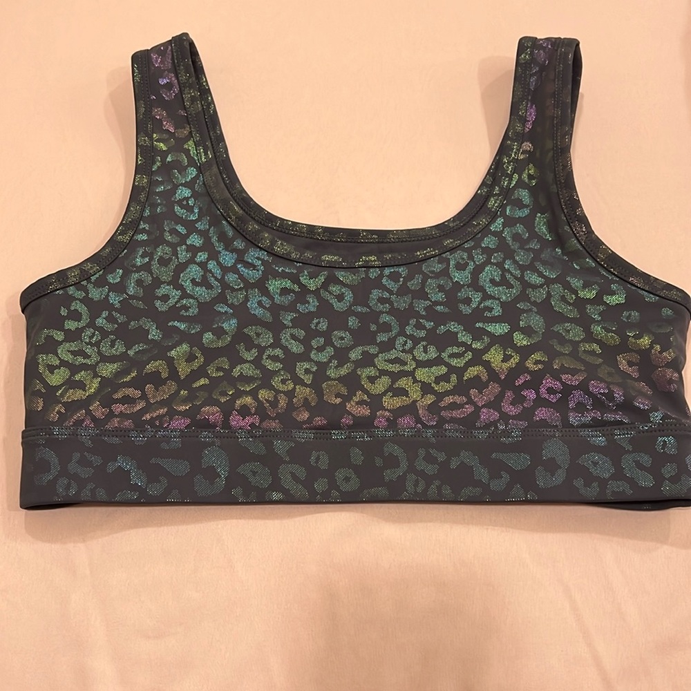 Gorgeous iridescent cheetah sports bra.  Like new